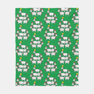 Funny Stack Santa Goats Fleecedecke