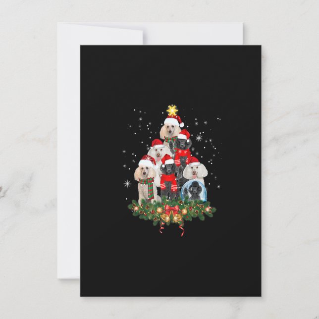 Funny Standard Poodle Dog Christmas Tree Premium Einladung (Vorderseite)