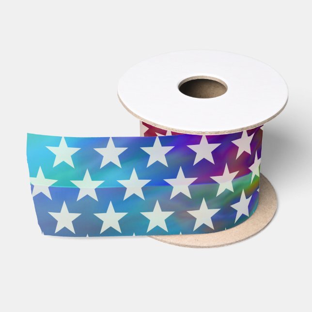 Funny Stars Pattern transparent + Ihr Hintergrund Satinband (Spule)