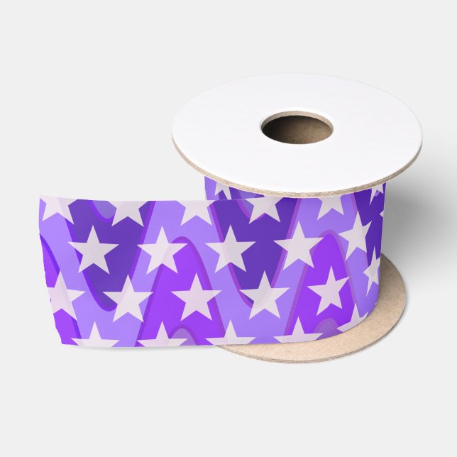 Funny Stars Pattern transparent + Ihr Hintergrund Satinband (Spule)