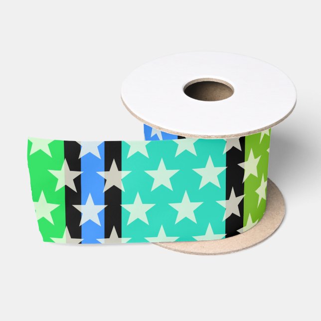 Funny Stars Pattern transparent + Ihr Hintergrund Satinband (Spule)