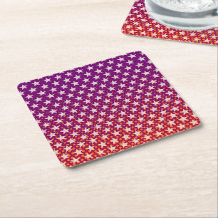 Funny Stars Pattern transparent + Ihre Idee Rechteckiger Pappuntersetzer