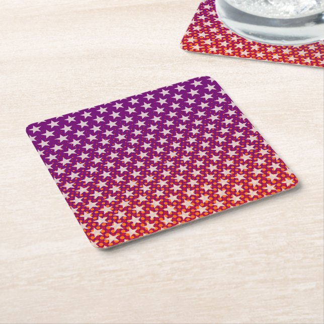Funny Stars Pattern transparent + Ihre Idee Rechteckiger Pappuntersetzer (angewinkelt)