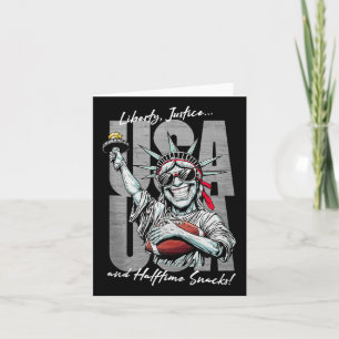 Funny Statue of Liberty Football US American Party Karte