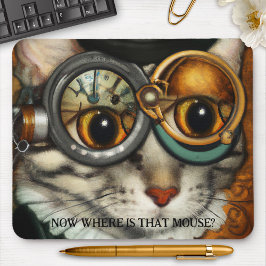 Funny Steampunk Glasses Cat Mousepad