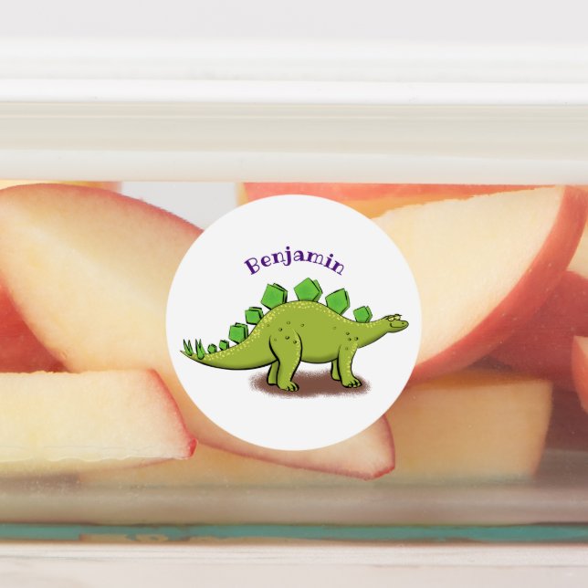 Funny stegosaurus dinosaurus Cartoon Etiketten (Befestigt)