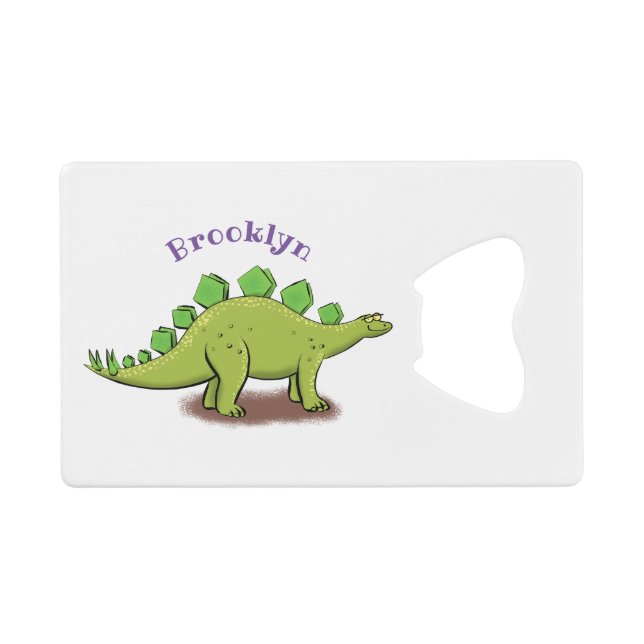 Funny stegosaurus dinosaurus Cartoon Geldbeutel Flaschenöffner (Vorderseite (Horizontal))