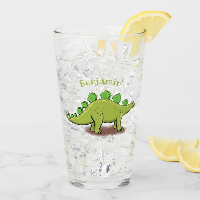 Funny stegosaurus dinosaurus Cartoon Glas (Rückseite Ice)