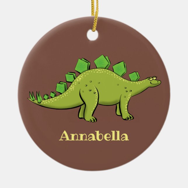 Funny stegosaurus dinosaurus Cartoon Keramik Ornament (Vorne)