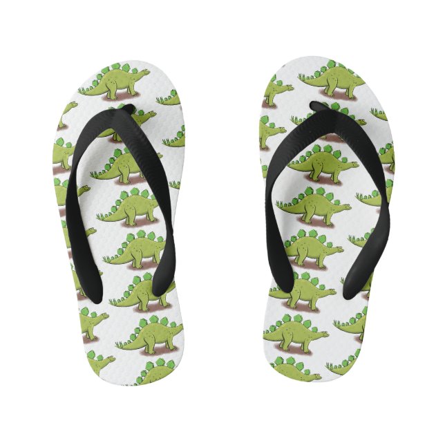 Funny stegosaurus dinosaurus Cartoon Kinderbadesandalen (Fußbett)