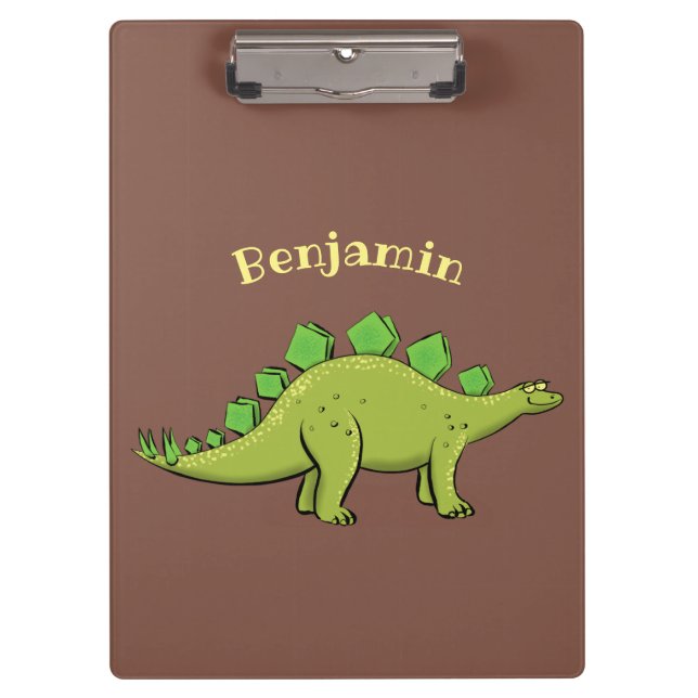 Funny stegosaurus dinosaurus Cartoon Klemmbrett (Vorderseite)