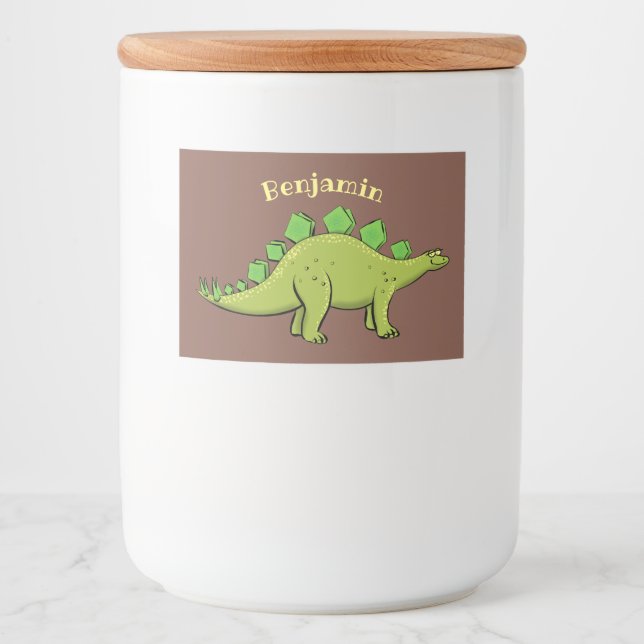 Funny stegosaurus dinosaurus Cartoon Lebensmitteletikett (Vorderseite)