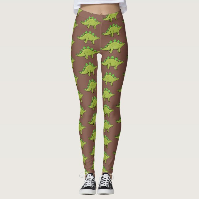 Funny stegosaurus dinosaurus Cartoon Leggings (Vorderseite)