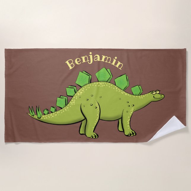 Funny stegosaurus dinosaurus Cartoon Strandtuch (Vorderseite)