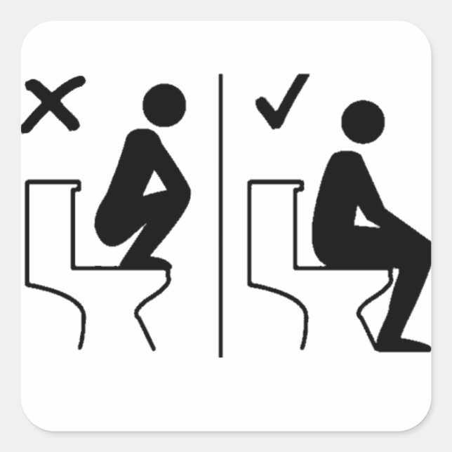 Funny Steh nicht auf der Toilettenaufkleber. Quadratischer Aufkleber (Vorderseite)