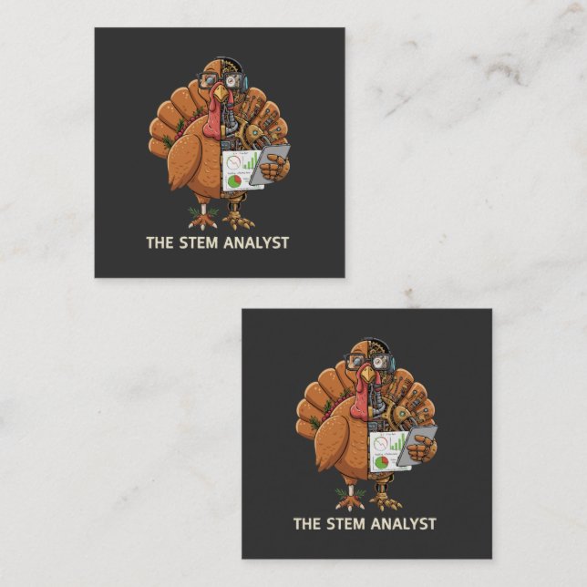  Funny STEM Analyst Robot Turkey Thanksgiving Gift Quadratische Visitenkarte (Vorne/Hinten)