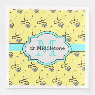 Funny Stethoscopic für Ärzte mit gelbem Namen Serviette