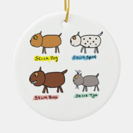 Funny Stick Dogs Keramik Ornament
