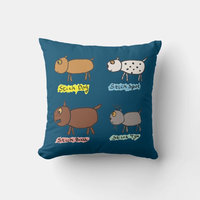 Funny Stick Dogs Kissen (Vorderseite)