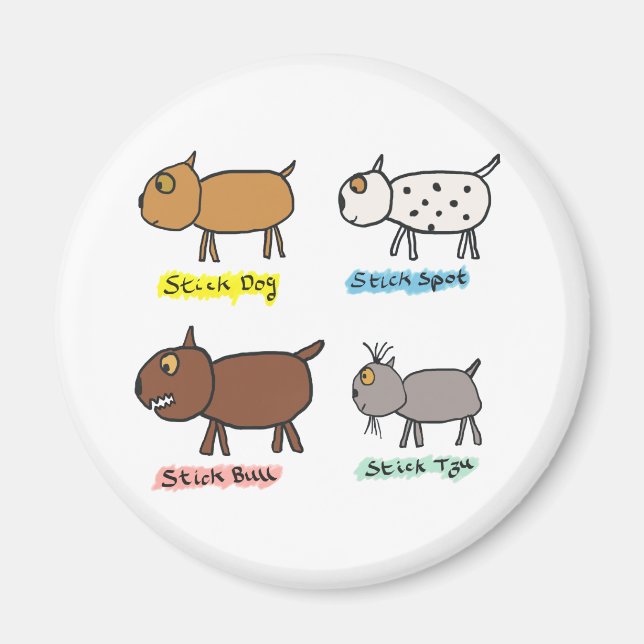Funny Stick Dogs Magnet (Vorne)