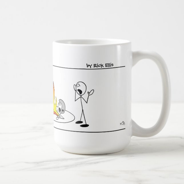 Funny Stick Men Wrestling Kaffeetasse (Rechts)