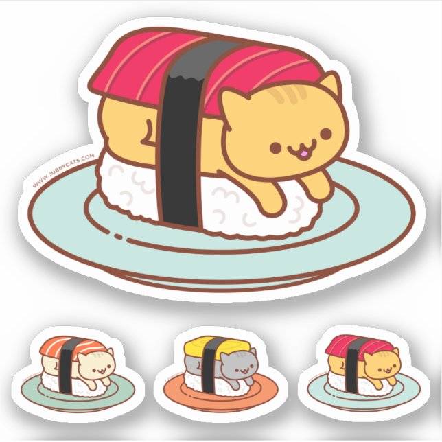 Funny Stickers - SUSHI CATS - MAGURO Aufkleber (Vorderseite)