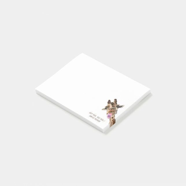 Funny Sticky Notes Playful Giraffe - Custom Text Post-it Klebezettel (angewinkelt)
