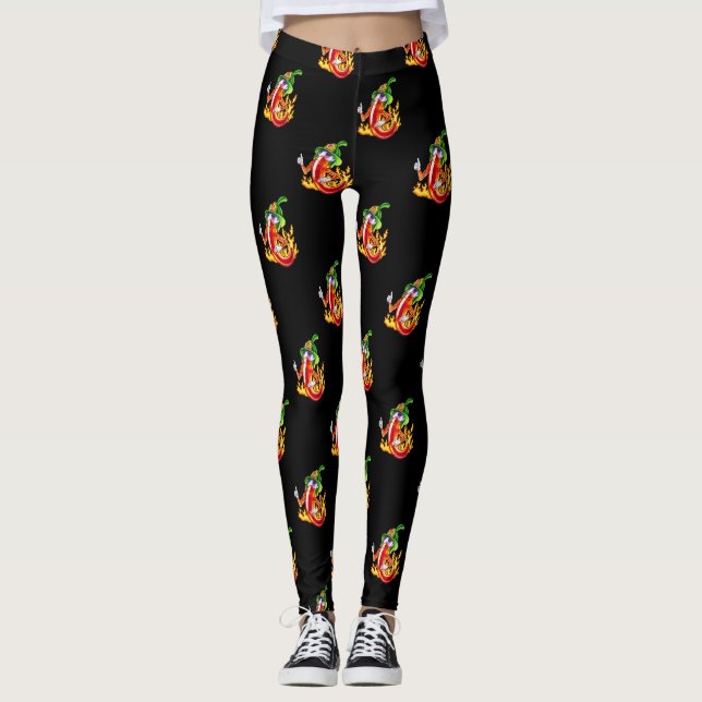 Funny Stolz Feuerwehrmann Chili on Fire gibt Thumb Leggings (Vorderseite)