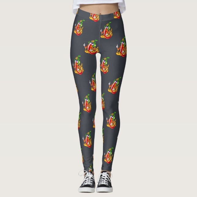 Funny Stolz Feuerwehrmann Chili on Fire gibt Thumb Leggings (Vorderseite)