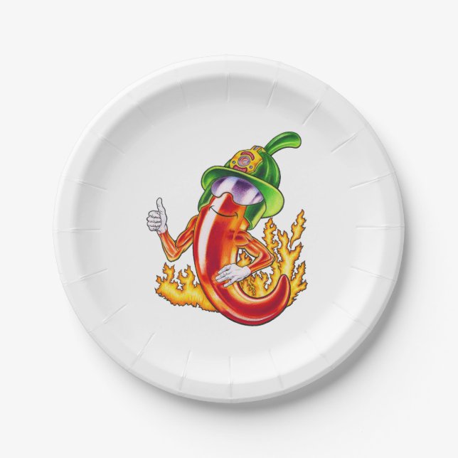 Funny Stolz Feuerwehrmann Chili on Fire gibt Thumb Pappteller (Vorderseite)