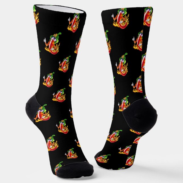 Funny Stolz Feuerwehrmann Chili on Fire gibt Thumb Socken (Gewinkelt)