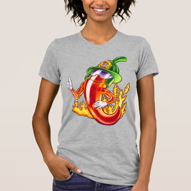Funny Stolz Feuerwehrmann Chili on Fire gibt Thumb T-Shirt (Vorderseite)
