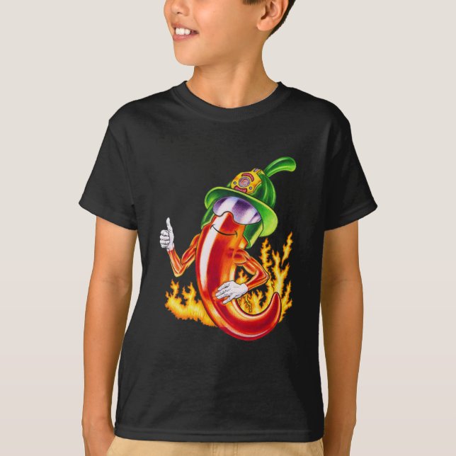 Funny Stolz Feuerwehrmann Chili on Fire gibt Thumb T-Shirt (Vorderseite)
