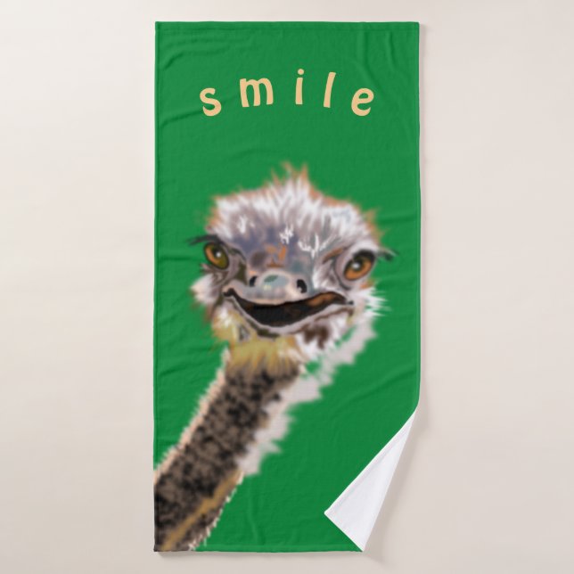 Funny Strauß Badetücher lächeln - Custom Text Badhandtuch Set (Badehandtuch)