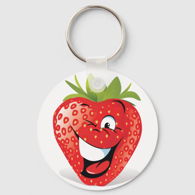 Funny Strawberry Doodle Clip Art Schlüsselanhänger (Vorderseite)