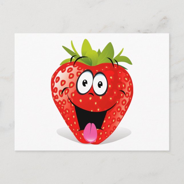 Funny Strawberry Face Sticken aus Zunge Postkarte (Vorderseite)