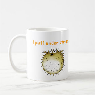 Funny Stressed Puffer Cartoon Kaffeetasse