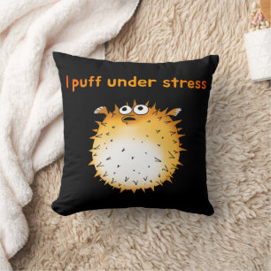 Funny Stressed Puffer Cartoon Kissen