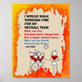 Funny Strichmännchens Netball Team Zitat Poster