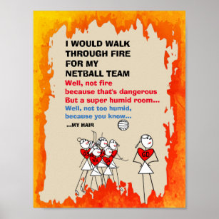 Funny Strichmännchens Netball Team Zitat Poster
