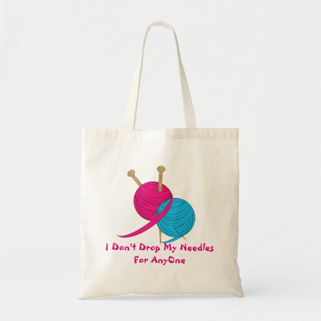 Funny Strickwolle und Nadeln Neuheit Design Tragetasche (Vorne)