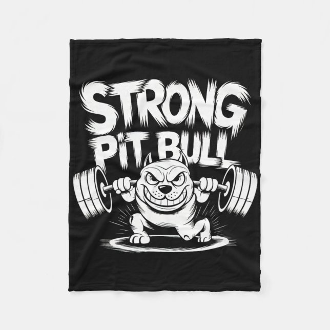 Funny Strong Crucifix Lifting Pitbull Fleecedecke (Vorderseite)