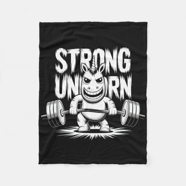 Funny Strong Crucifix Lifting Unicorn Fleecedecke (Vorderseite)
