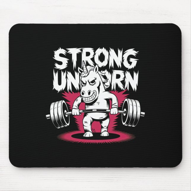 Funny Strong Deadlift Bodybuilding Unicorn Mousepad (Vorne)