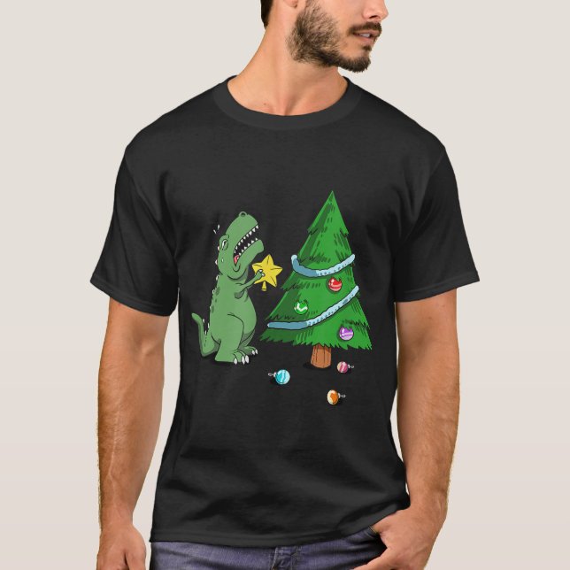 Funny Struggle ist echter Dinosaur Weihnachtsbaum  T-Shirt (Vorderseite)