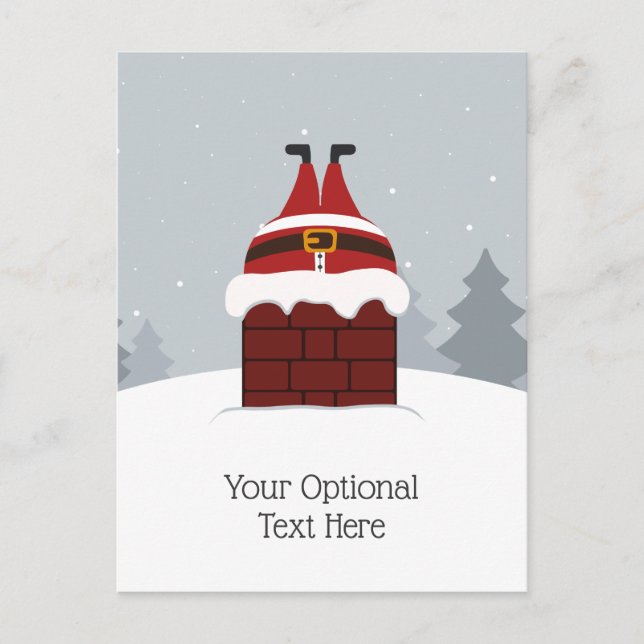 Funny Stuck Santa Custom Postcard Feiertagspostkarte (Vorderseite)