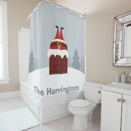 Funny Stuck Santa individuelle Name Duschvorhang