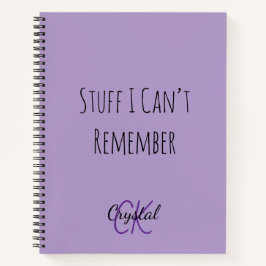 Funny Stuff I Can’t Remember Monogram Notebook Notizbuch