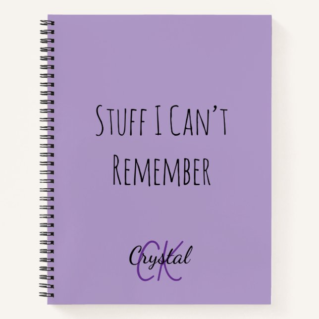 Funny Stuff I Can’t Remember Monogram Notebook Notizbuch (Vorderseite)