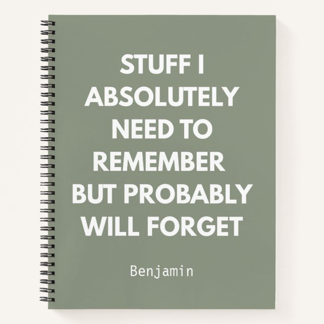 Funny "Stuff I Need To Remember"  Personalized Notizbuch (Vorderseite)